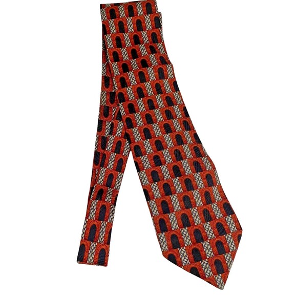 #7502 Ermenegildo Zegna Men's red and black silk necktie